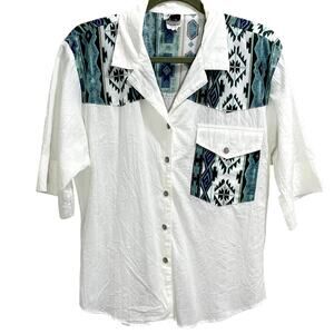 Vintage 90s Women's Pearl Snap Western Shirt - Size Large